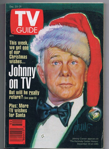 ORIGINAL Vintage December 25 1993 TV Guide No Label Johnny Carson