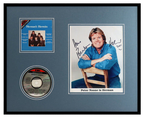 Peter Noone Signed Framed 16x20 Herman's Hermits CD & Photo Display