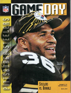 Nov 16 1997 Cincinnati vs Pittsburgh Steelers Program Jerome Bettis 101 Yds