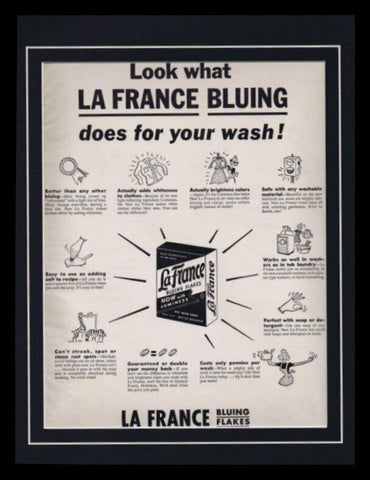 1949 LaFrance Bluing Flakes Framed 11x14 ORIGINAL Vintage Advertisement