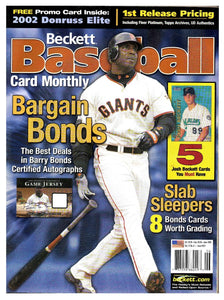 VINTAGE June 2002 Beckett Baseball Magazine Barry Bonds Giants