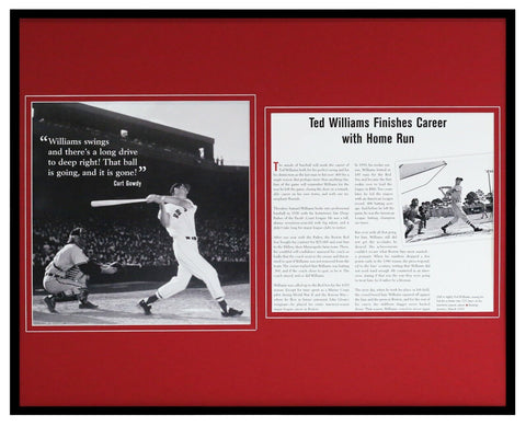 Ted Williams Finishes Career with Home Run Framed 16x20 Photo Display Red Sox