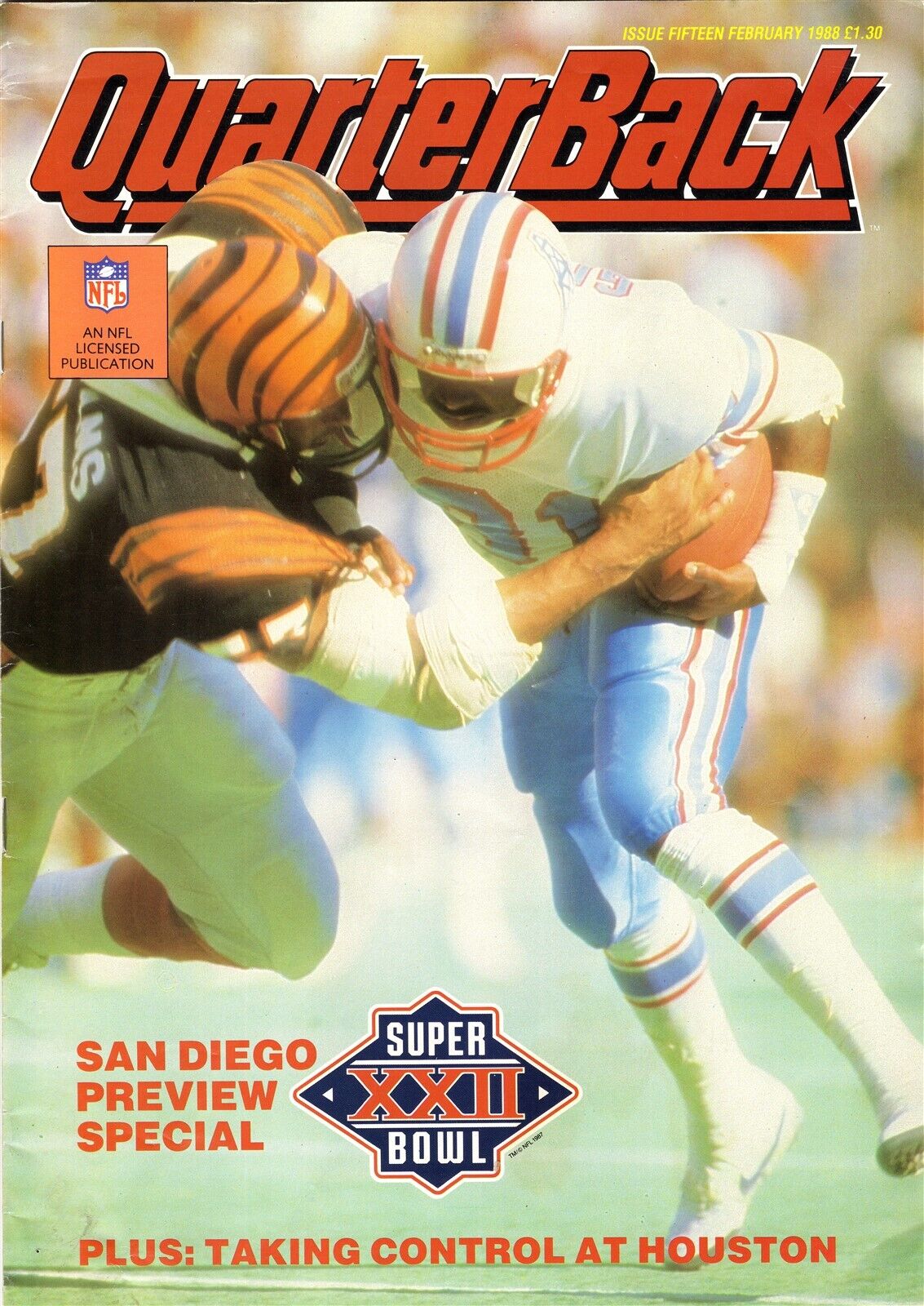 VINTAGE Feb 1988 NFL Quarterback Magazine Ernest Givins Oilers