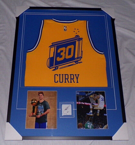 Stephen Curry Signed Framed Jersey Display Warriors 2018 American Century Auto