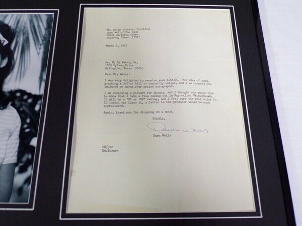 Dawn Wells Signed Framed 16x20 1975 Letter & Photo Display Gilligan's Island 