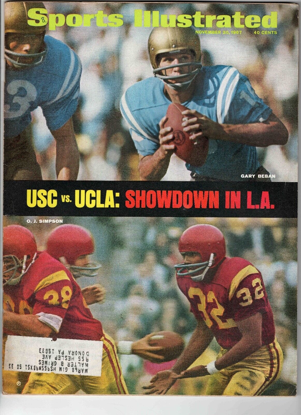 Nov 20 1967 Sports Illustrated Magazine OJ Simpson USC Gary Beban UCLA