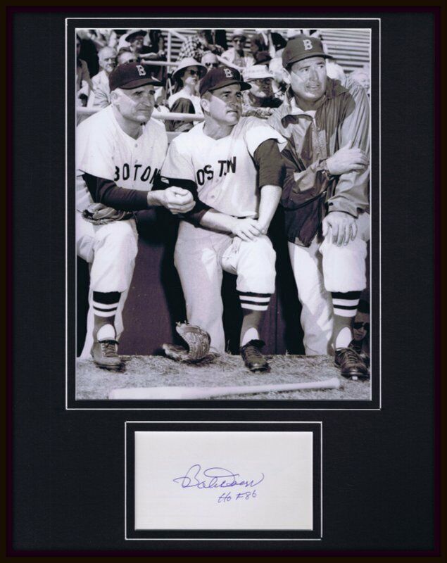 Bobby Doerr Signed Framed 11x14 Photo Display Red Sox w/ Ted Williams D Dimaggio