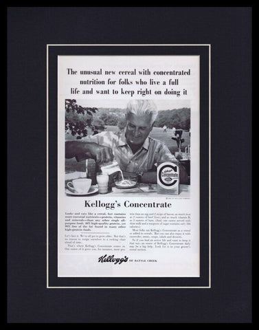 1961 Kellogg's Concentrate Cereal Framed 11x14 ORIGINAL Vintage Advertisement