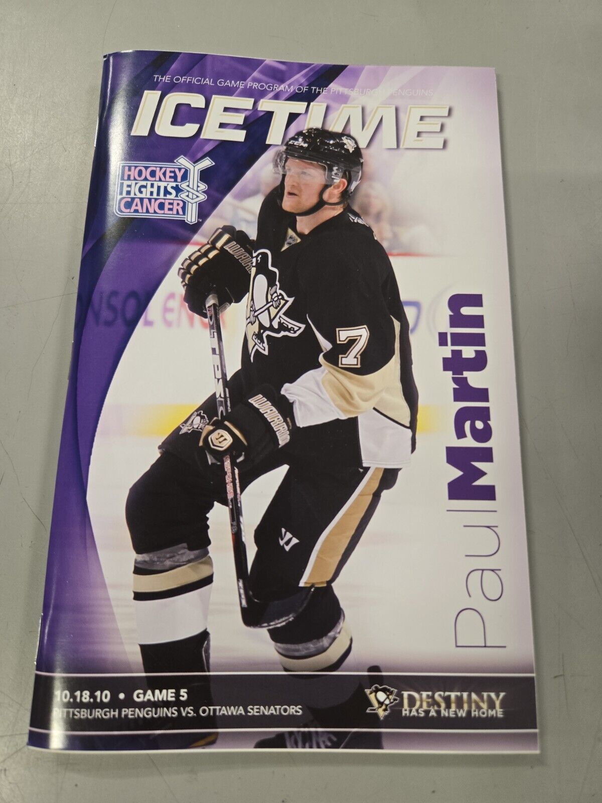 Oct 18 2010 Senators @ Penguins Program Paul Martin Crosby & Malkin Goals