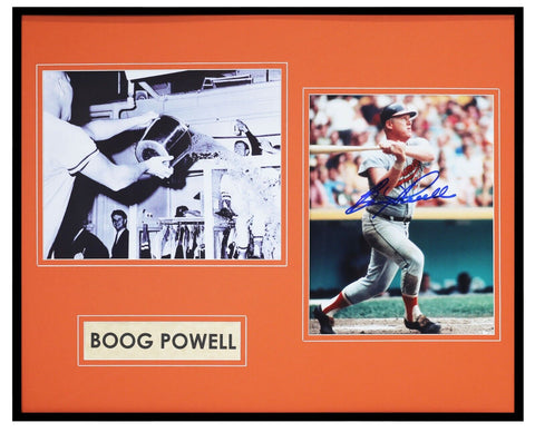 Boog Powell Signed Framed 16x20 Photo Display Orioles