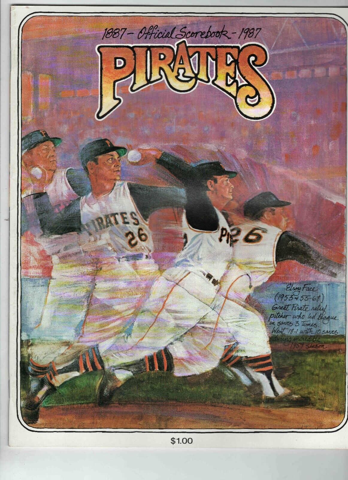 1987 Chicago Cubs @ Pittsburgh Pirates Scorecard Program Magazine Unscored