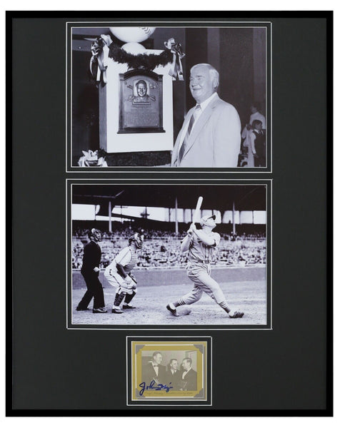 Johnny Mize Signed Framed 16x20 Photo Set JSA Yankees