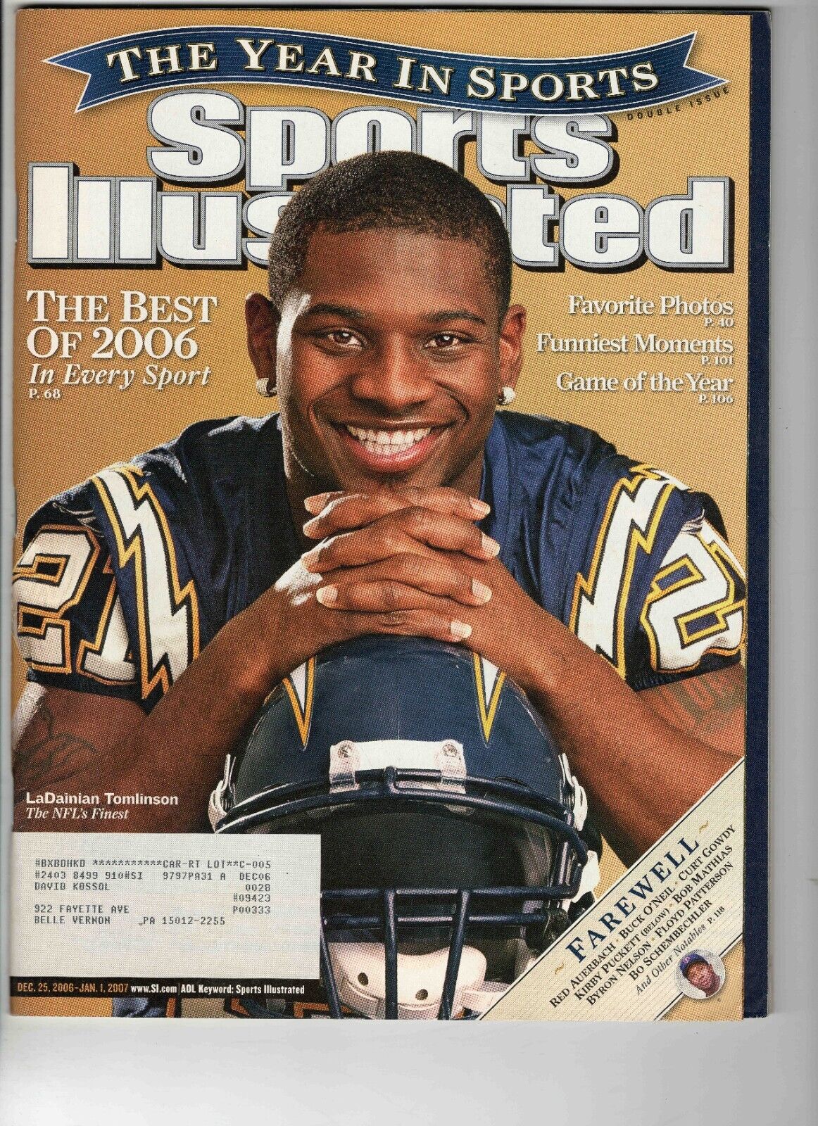 Dec 25 2006 Sports Illustrated Magazine Ladainian Tomlinson Chargers