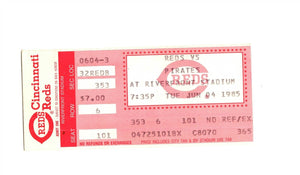 June 4 1985 Pittsburgh Pirates @ Cincinnati Reds Ticket Pete Rose 2 Hits