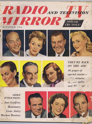 ORIGINAL Vintage October 1950 TV Radio Mirror Magazine CBS Issue Gene Autry