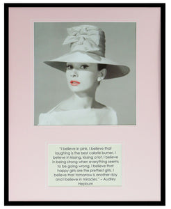 Audrey Hepburn Framed 16x20 Photo & Believe in Pink Quote Display 