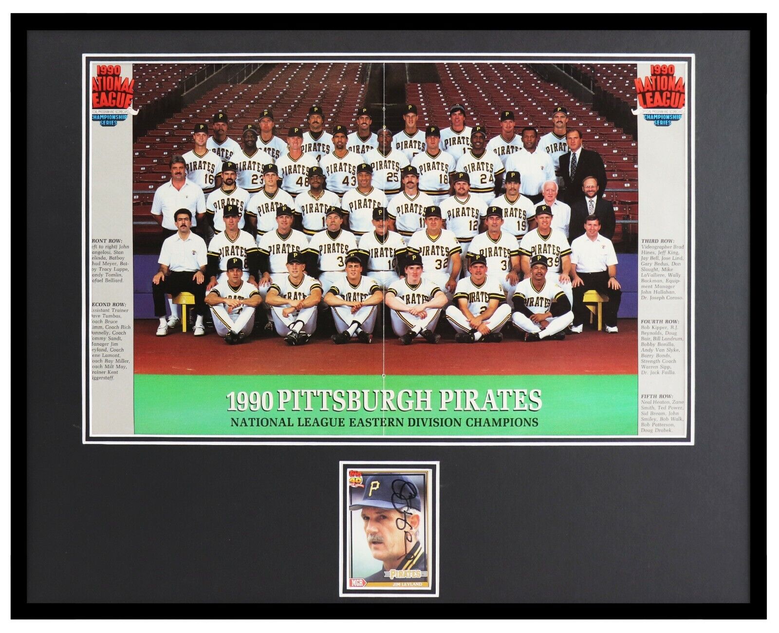 Jim Leyland Signed Framed 16x20 Photo Display 1991 Pittsburgh Pirates