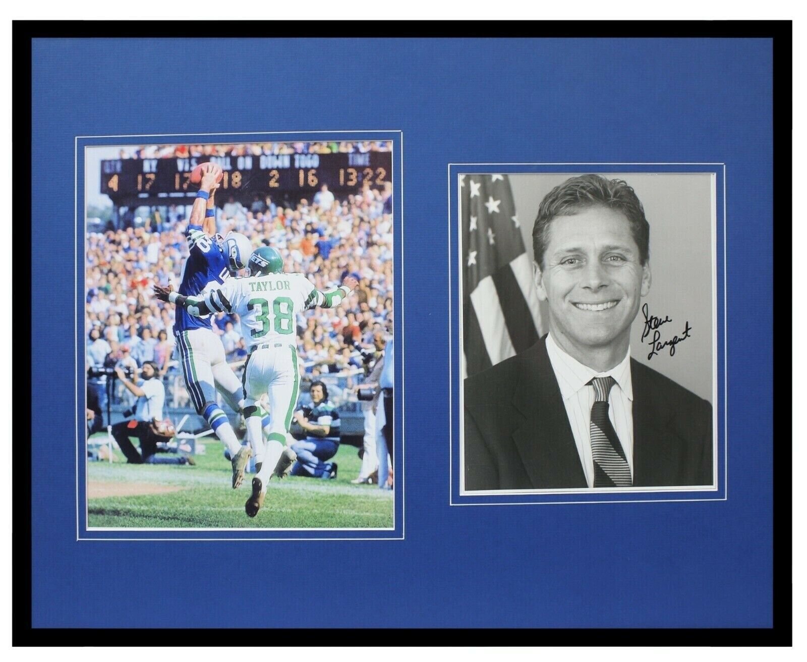 Steve Largent Signed Framed 16x20 Photo Set Seattle Seahawks