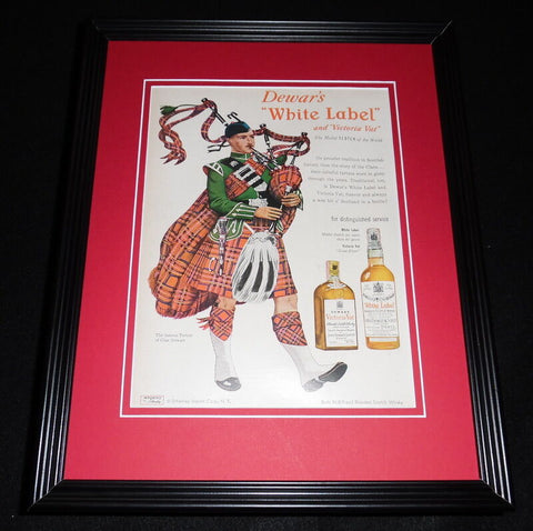 1951 Dewar's White Label Whisky Framed 11x14 ORIGINAL Vintage Advertisement