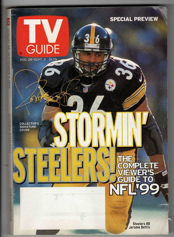 Aug 28 1999 TV Guide Jerome Bettis Steelers w/ Facsimile Signature