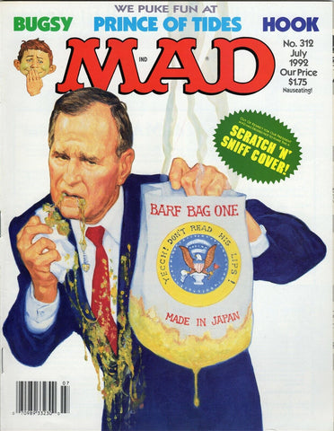 ORIGINAL Vintage 1992 Mad Magazine #312 George Bush Prince of Tides Hook