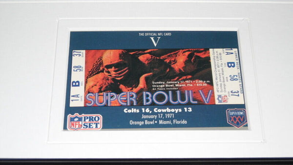 Super Bowl V Colts vs Cowboys Framed 18x24 Photo & Ticket Display