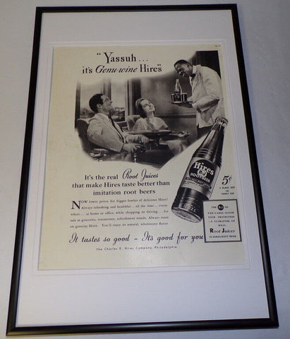 1937 Hires Root Beer Framed 11x17 ORIGINAL Vintage Advertising Poster