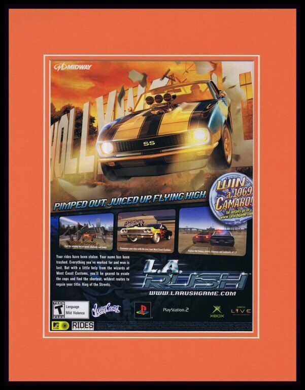 LA Rush 2005 PS2 XBox Framed 11x14 ORIGINAL Advertisement