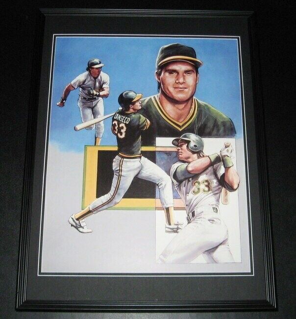 Jose Canseco Signed Framed 16x20 Lithograph Oakland A's