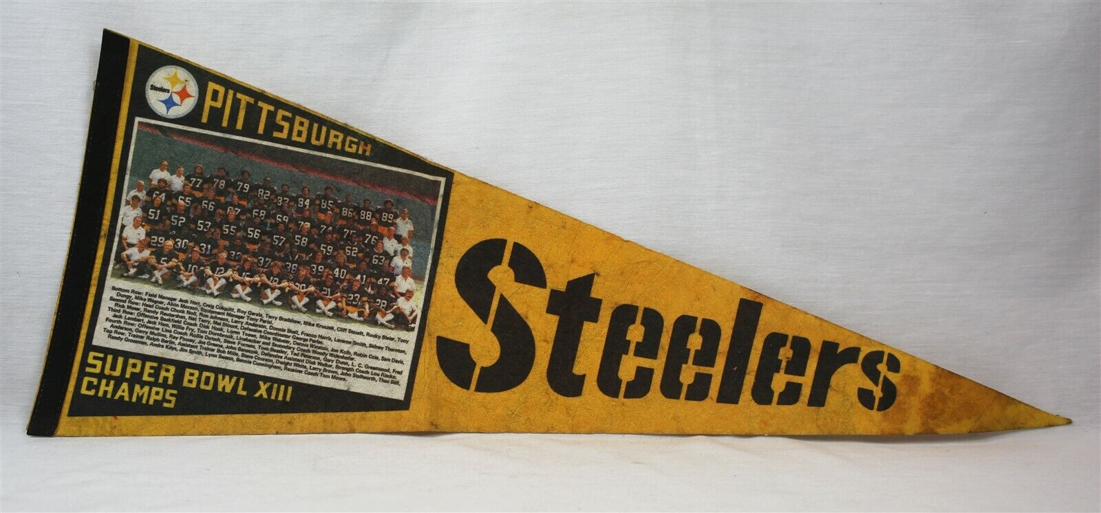  VINTAGE Pittsburgh Steelers Super Bowl XIII Team Photo Pennant