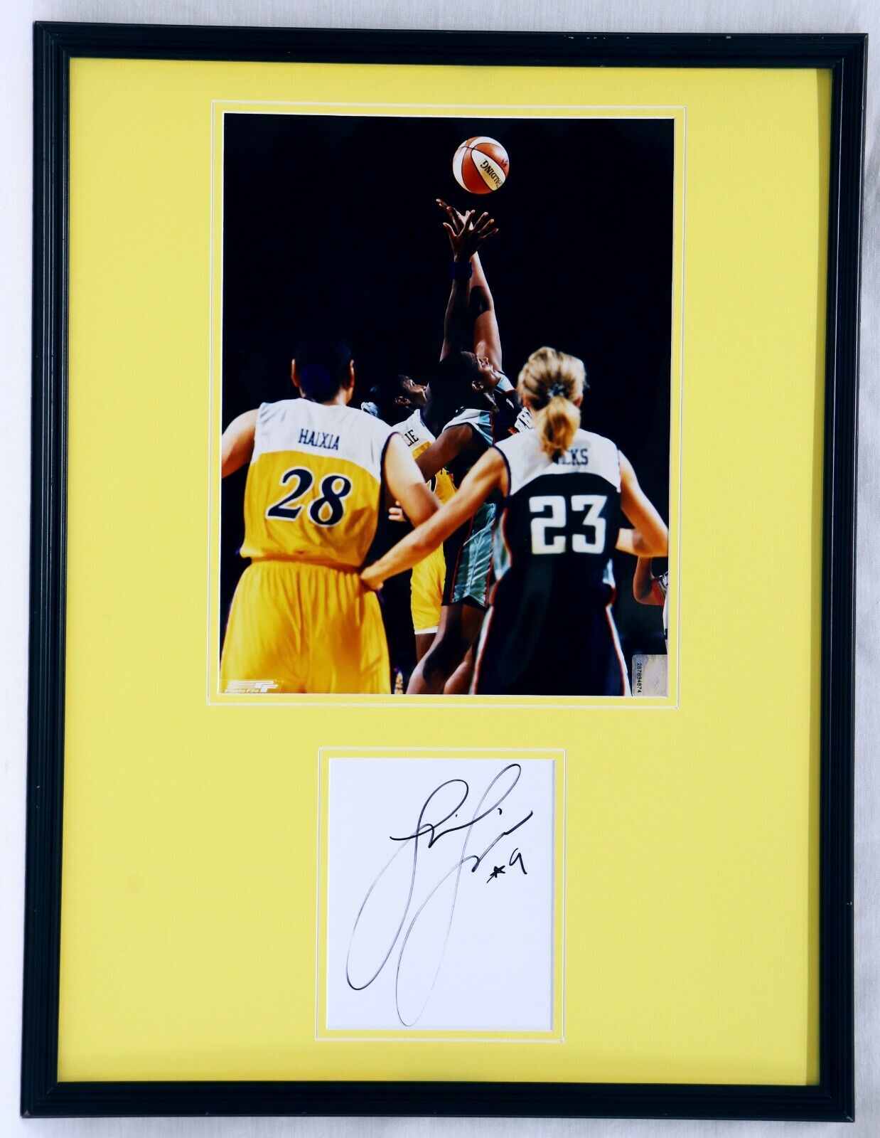 Lisa Leslie Signed Framed 18x24 Photo Display Sparks Jump Ball