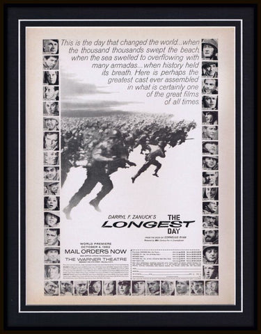 ORIGINAL 1962 John Wayne The Longest Day 11x14 Framed Advertisement  