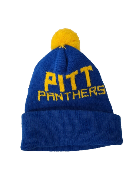 VINTAGE 1980s Pitt Panthers McDonald's Restaurant Pom Pom Beanie Winter Hat