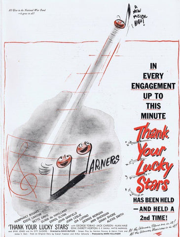 Thank Your Lucky Stars 1943 ORIGINAL Vintage 9x12 Industry Ad Humphrey Bogart