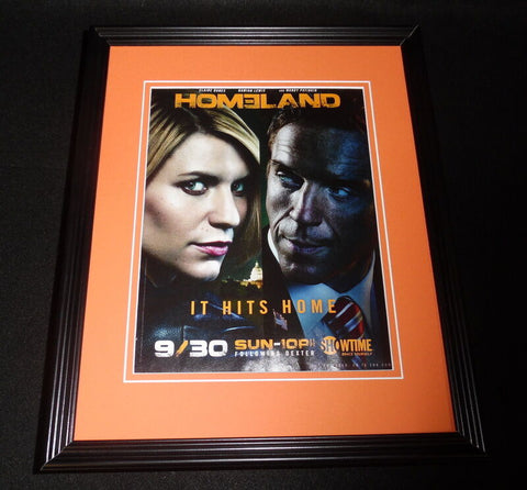 Homeland 2012 11x14 Framed ORIGINAL Advertisement Claire Danes Showtime B