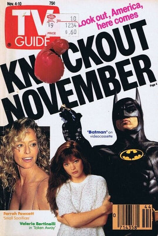 ORIGINAL Vintage Nov 4 1989 TV Guide Batman Farrah Fawcett V Bertinelli