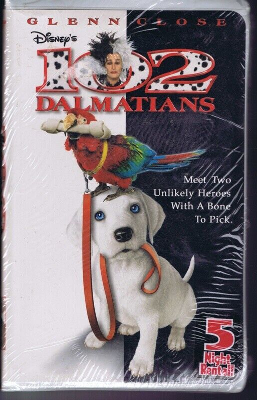 Disney 102 Dalmatians Glenn Close VINTAGE VHS Cassette Clamshell Box