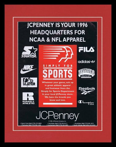 1996 JC Penney / Nike / Starter NFL Framed 11x14 ORIGINAL Vintage Advertisement