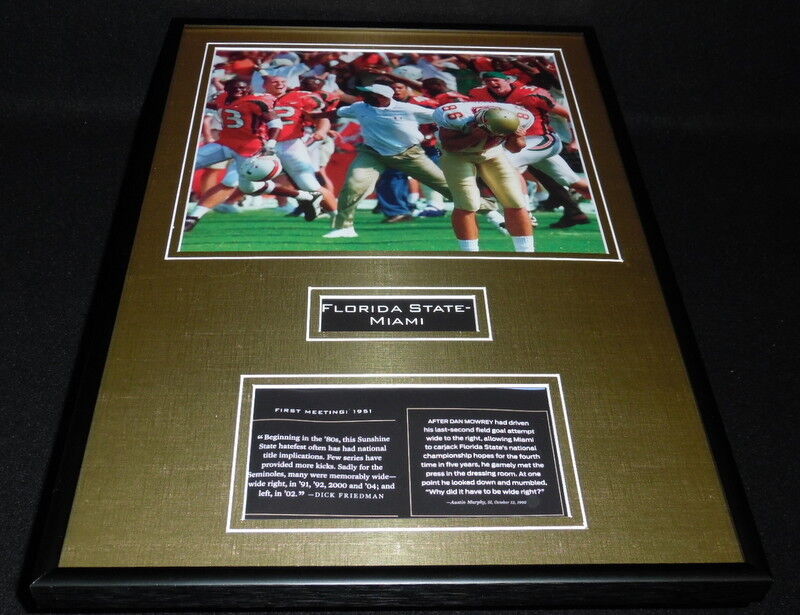 Florida State Miami Football Rivalry Framed Photo Display Wide Right Dan Mowrey