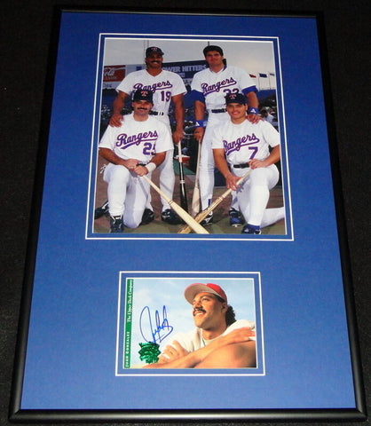 Juan Gonzalez Signed Framed 12x18 Photo Set Rangers w/ Canseco Pudge Raffy