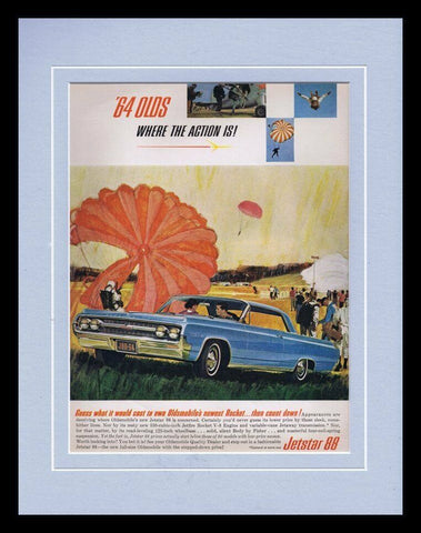 ORIGINAL Vintage 1964 Oldsmobile Rocket Jetstar 88 11x14 Framed Advertisement