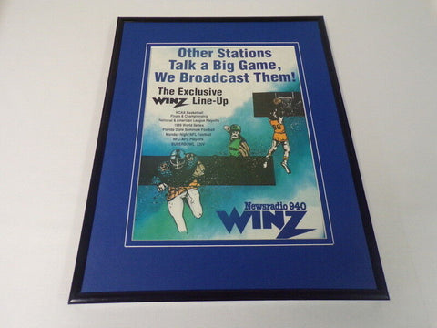 1989 WINZ 94 AM Miami 11x14 Framed ORIGINAL Vintage Advertisement