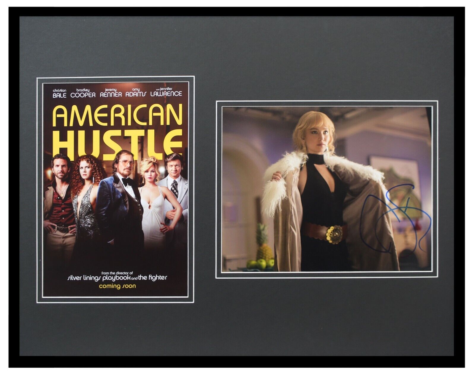  Jennifer Lawrence Signed Framed 16x20 Photo Set AW American Hustle	