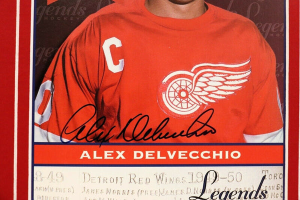 Alex Delvecchio Signed Framed 16x20 Photo Display Red Wings C