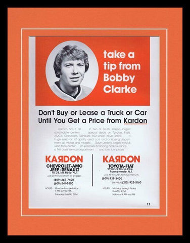 Bobby Clarke Flyers 1981 Chevrolet Framed 11x14 ORIGINAL Vintage Advertisement