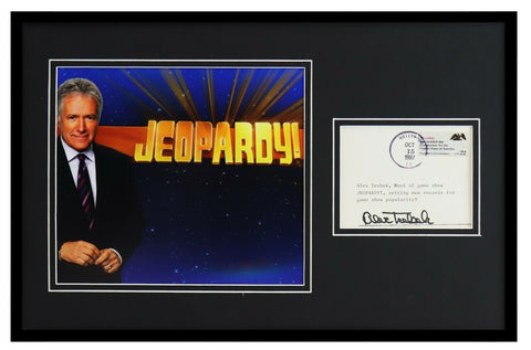 Alex Trebek Signed Framed 11x17 Photo Display JSA Jeopardy!