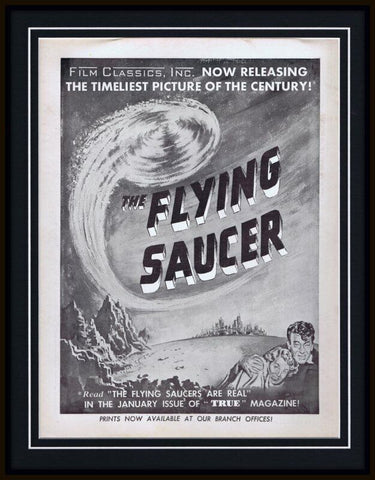 ORIGINAL Vintage 1950 Flying Saucer 11x14 Framed Advertisement Pat Garrison