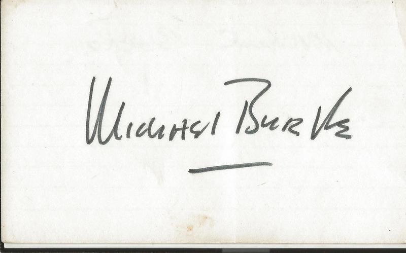 Michael Burke Signed 3x5 Index Card Yankees