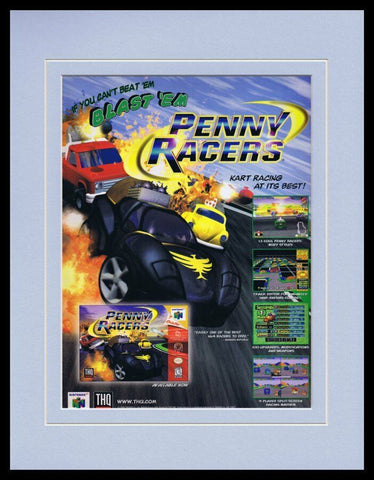 Penny Racers 1999 N64 Framed 11x14 ORIGINAL Vintage Advertisement