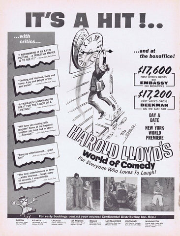 Harold Lloyd World of Comedy 1962 ORIGINAL Vintage 9x12 Industry Ad 